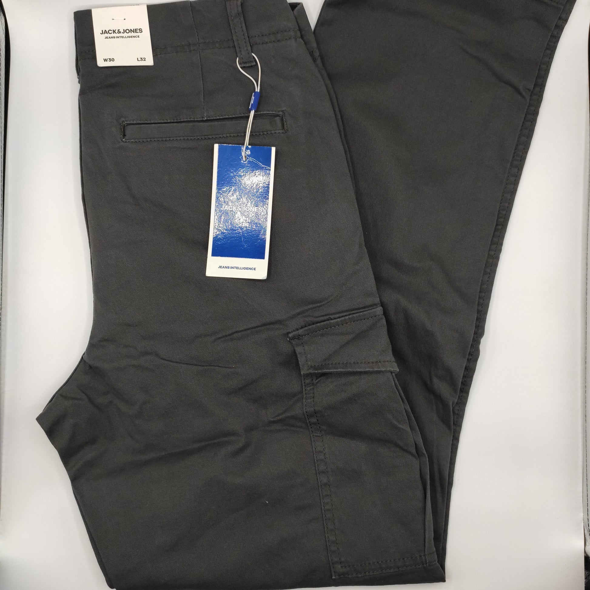 Jack & Jones Cargo Chino Grey Loose Trousers W30 L32 - D&D Moda