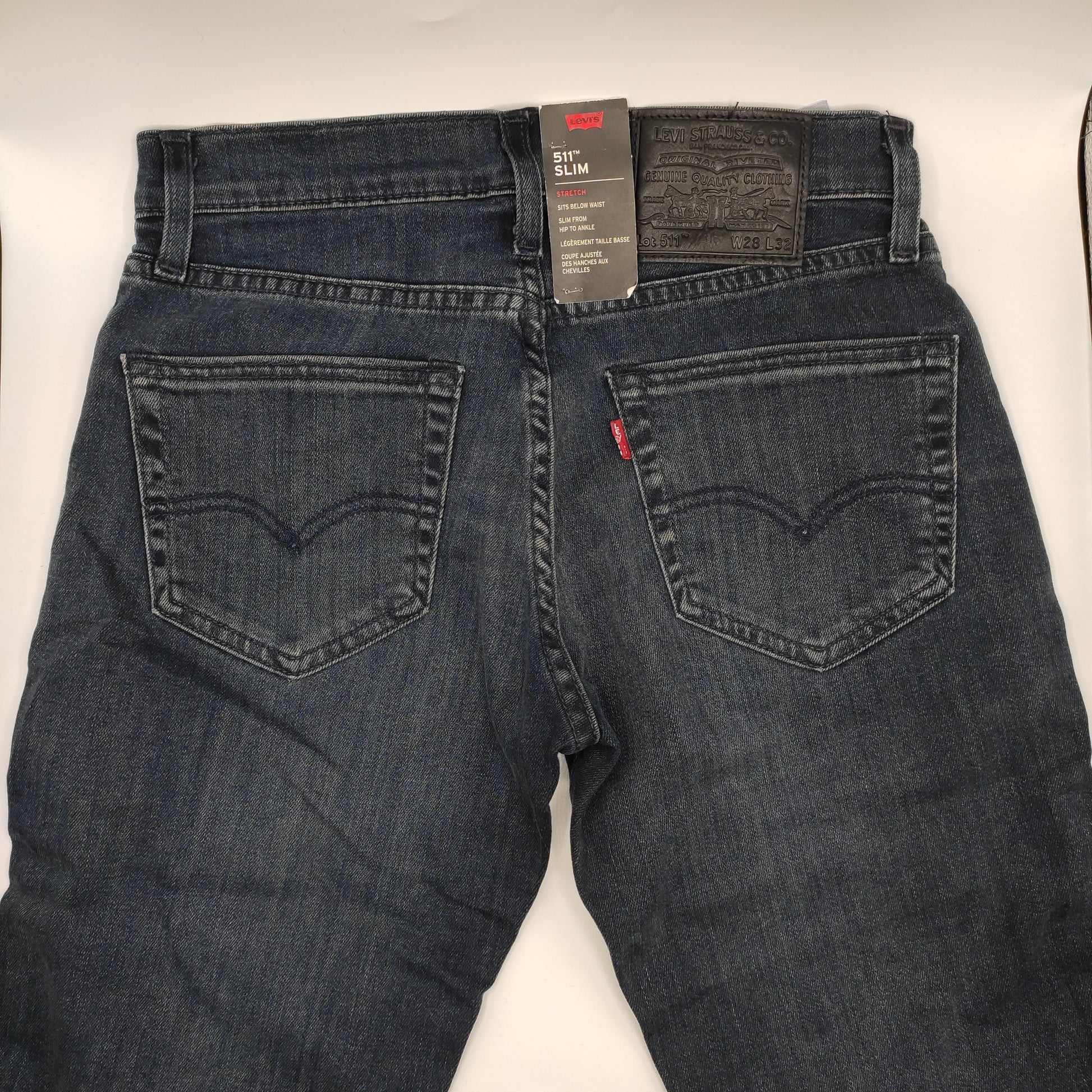 Levi's Men's 511 Slim Fit Jeans Dark Distressed Blue W28 L32 - D&D Moda