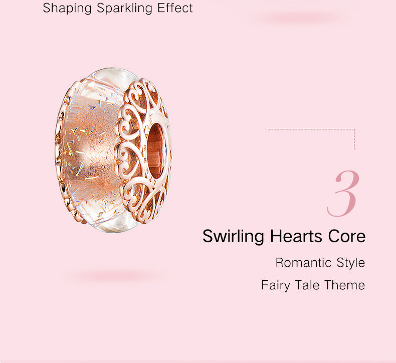 ATHENAIE Murano Glass Charm Heart Core Iridescent Shimmer Bead  - D&D Moda