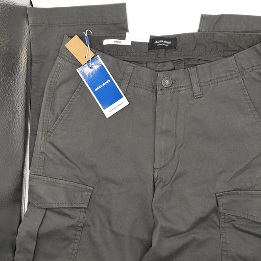 Jack & Jones Cargo Chino Grey Loose Trousers W30 L32 - D&D Moda