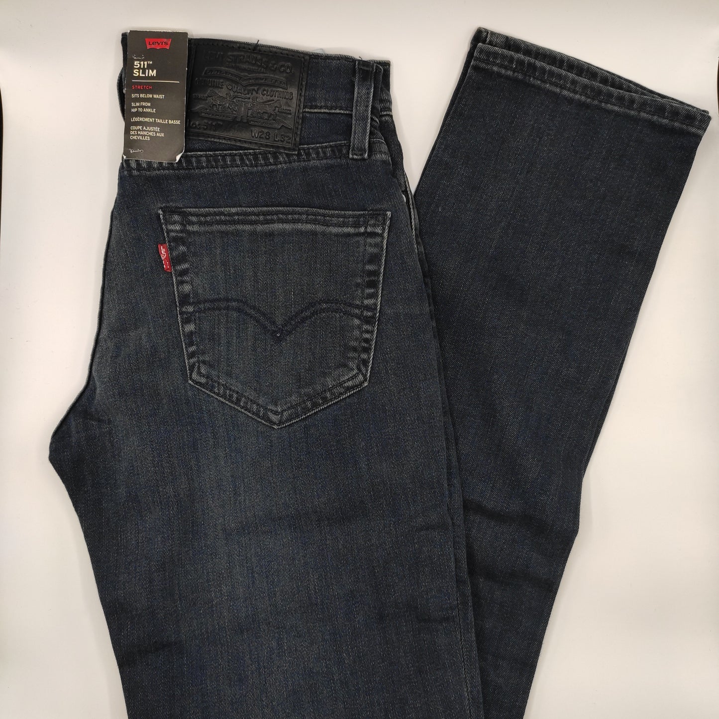 Levi's Men's 511 Slim Fit Jeans Dark Distressed Blue W28 L32 - D&D Moda