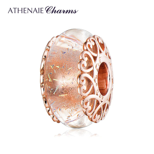 ATHENAIE Murano Glass Charm Heart Core Iridescent Shimmer Bead  - D&D Moda